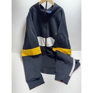 Polo Ralph Lauren Mock Neck Full Zip Jacket Black White Yellow Sz 4XL Bloke Core
